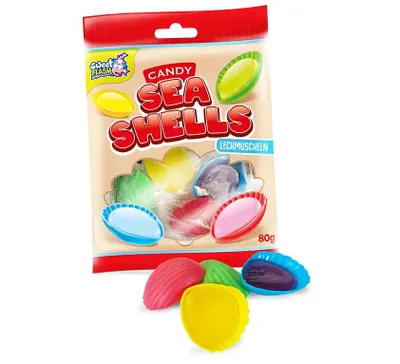 Produktbild von Schleckmuscheln (Leckmuscheln) – Bunte Hartkaramellen in Muschelform – 80g Beutel – Süße Mitgebsel für Kindergeburtstag, Party oder als Nascherei