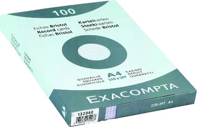 Produktbild von Karteikarten A4 kariert weiß VE=10x100 Stück