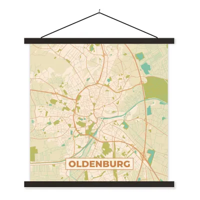 Produktbild von MuchoWow® Textilposter Karte - Oldenburg - Jahrgang - Karte 90x90 cm mit schwarzem Rahmen - Magnetisches