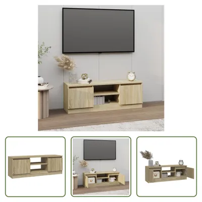 Image de The Living Store Armoire TV avec porte Chêne Sonoma 102x30x36 cm