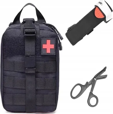 Produktbild von Set Aus Geräumigem Taktischem Erste-Hilfe-Set, Schwarzer Molle-Tasche, Ifak, Scheren, Turnier