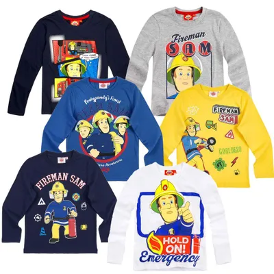 Produktbild von Jungen Langarm Shirt Sam | Feuerwehrmann Sam | Größe 98 - 128 | Kinder Shirt, Größe:128, Farbe:Grau
