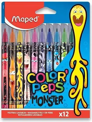 Obrázok produktu pre Maped 845400 Maped perá s vláknovým hrotom COLOR'PEPS MONSTER, balenie 12 ks