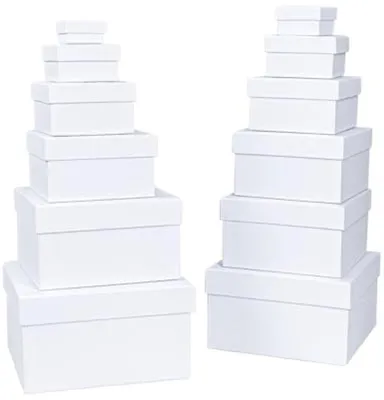 Set aus 12 quadratischen Geschenkboxen mit Deckel aus stabilem Karton