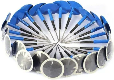 Immagine prodotto di Kit di riparazione per moto e auto con pneumatici tubeless, 24 pezzi, toppa in gomma, Ø 36 × 4 mm