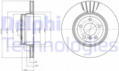 Zdjęcie produktu dla 2x Tarcza hamulcowa DELPHI BG9064 do BMW X5 (E70) X5 (F15 F85) X6 (E71 E72) 345mm