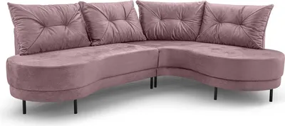Image de BETTSO Canapé d'angle aux angles arrondis, modèle LUXOR, 287 cm, couleur rose, configuration à droite