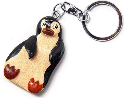 Image de Porte-clés en bois - pingouin