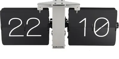 Image de Presenttime Horloge murale Flip Clock noire Horloge de table Horloge de salon nostalgique