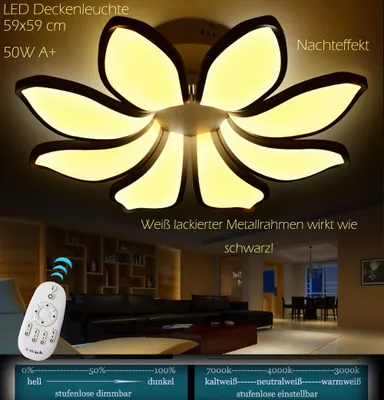 Immagine prodotto di Plafoniera LED 8016-8-WJ 50W con telecomando luce colore/luminosità regolabile paralume acrilico A+, LED soggiorno luce lampadario pendente plafoniera faretto soffitto ha portato plafoniera luce pendente lampada a sospensione