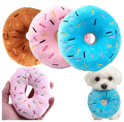 Obrázek produktu pro Fazoo 3x Plyšová hračka pro psa šustící pískací donut 10 cm