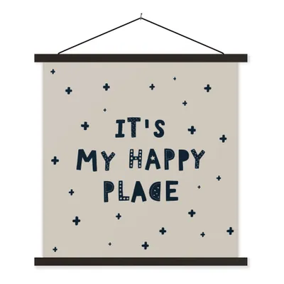 Produktbild von MuchoWow® Textilposter Das ist mein glücklicher Ort - Zitate - Sprichwörter - Kinder - Kinder 40x40 cm mit schwarzem Rahmen - Fotos