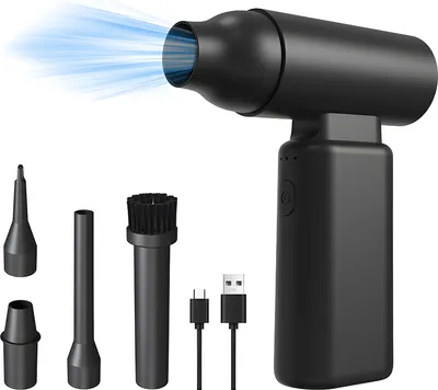 Produktbild von 2-in-1 Druckluft-Staubwedel und -Inflator, 3-Gang-Einstellung, 67.000 U/min, elektrischer Luftstaubwedel mit buerstenlosem Motor, wiederaufladbarer kabelloser Luftblaeser mit Nadel zum Reinigen von PC-Tastaturen, Aufpumpen von Schwimmringen