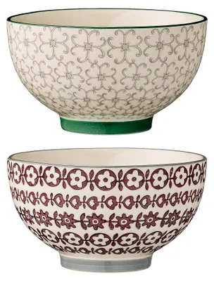 Produktbild von Bloomingville Karine Schüssel Ř 13,5 cm Green Steingut 2er Set
