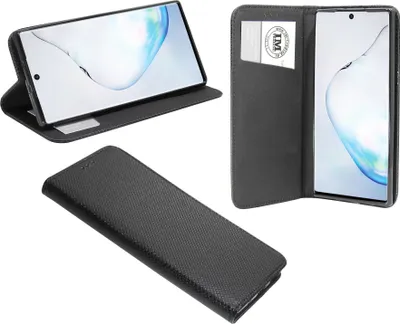 Produktbild von Buch Tasche "Smart" kompatibel mit SAMSUNG GALAXY NOTE 10 PLUS (N975F) Handy Hülle Etui Brieftasche Schutzhülle mit Standfunktion, Kartenfach Schwarz
