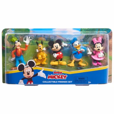 A set of Disney Mickey Mouse collectible figures in their packaging.