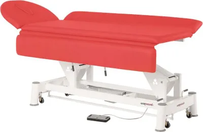 Produktbild von Therapieliege, Untersuchungsliege mit Gesichtsloch, elektr. div. Farben + Hocker, Farbe:49 mohn