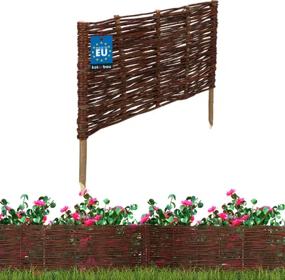Immagine prodotto di KOTARBAU® Staccionata in Legno per Giardino Recinzione in Vimini 60x30 cm Marrone Staccionata Giardino Esterno Steccato in Legno