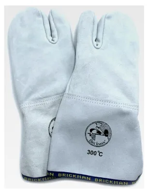 Produktbild von Ofenhandschuhe 3 Finger Handgelenk 15 cm Leder 300°C