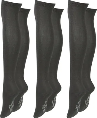Produktbild von Paolo Renzo Damen Overknee aus Baumwolle mit Anti-Rutsch-Bund 3 Paar - Größe 36/41 - Dunkelgrau