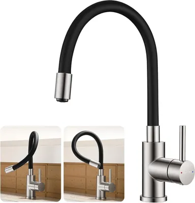 Immagine prodotto di Miscelatore da cucina, con soffione estraibile e flessibile, rotazione a 360°, in acciaio inossidabile, per lavelli