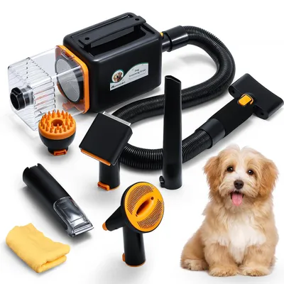 3-in-1 Hundepflegeset: Staubsauger, Föhn & Trimmer, 7 Zubehörteile