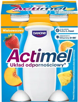Zdjęcie produktu dla Napój jogurtowy Actimel wieloowocowy z witaminami B6 i D 4 x 100 g