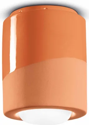Produktbild von Spot Leuchte Decke Keramik E27 rund D: 12,5 cm Aufputz Orange Retro Keramikleuchte