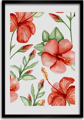 Produktbild von Bild - Bilderrahmen - Foto - 70 cm x 100 cm - MDF - Rahmen - Wandkunst - Tropische Blumen
