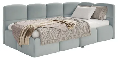 Produktbild von Selsey Cloudy - Polsterbett, Velours Grau, 170x185 cm - rechts