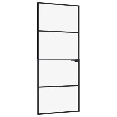 Zdjęcie produktu dla Drzwi wewnętrzne, czarne, 83x201,5 cm, szkło i aluminium