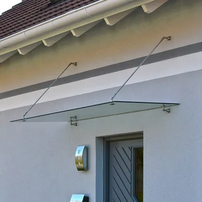 Produktbild von HOME DELUXE - Glasvordach Klarglas - Maße: 200 x 90 cm - Verbundsicherheitsglas (VSG) - Verschiedene Größen - V2A rostfreies Edelstahlzubehör