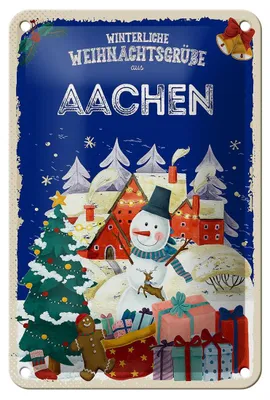 Produktbild von Blechschild Weihnachtsgrüße AACHEN Geschenk Deko Fest Schild  12x18cm