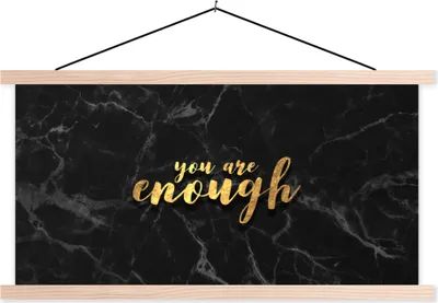 Produktbild von MuchoWow® Textilposter Zitate - Sprichwörter - Gold - Marmor 60x30 cm mit holzfarbenen Rahmen - Dekoration