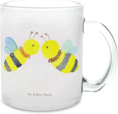 Produktbild von Mr. & Mrs. Panda Teetasse Biene Liebe - Transparent - Geschenk, Trinkglas, Pott, Häferl, Tee Tasse, Glasbecher
