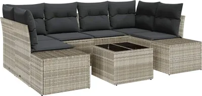 Produktbild von vidaXL Gartensofa-set 8 stk. Hellgrau und Dunkelgrau Poly-Rattan