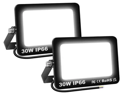 LED-Außenstrahler 2er-Pack, 30W, 3000LM, IP66, kaltweiß