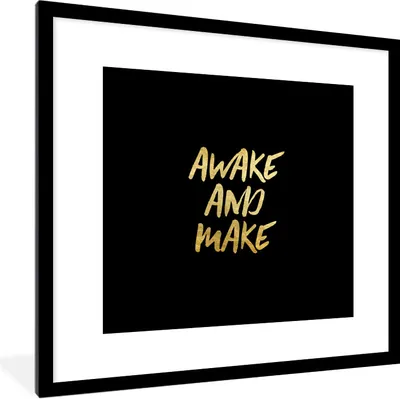 Produktbild von MuchoWow® Gerahmtes Poster Zitat - Kreativ - Gold - Schwarz 40x40 cm - Poster mit Schwarzem Bilderrahmen Wandposter Rahmen Foto Bilder - Poster - Plakat im Rahmen