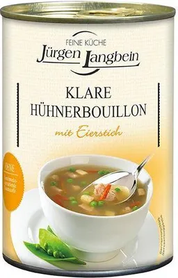Produktbild von Jürgen Langbein Klare Hühnerbouillon 400ml Dose Glutenfrei Tafelfertig