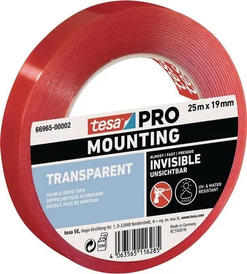 Immagine prodotto di tesa Mounting PRO Transparent 66965-00002-00 Montageband Transparent (L x B) 25 m x 19 mm 1 St. (66965-00002-00)