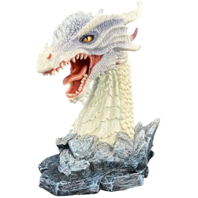 Zdjęcie produktu dla Bust smoka w kolorze błękitnym WU77288VA – figurka głowy smoka, dekoracja fantasy, prezent, figurka kolekcjonerska