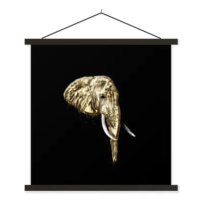 Produktbild von MuchoWow® Textilposter Elefant - Gold - Zähne 40x40 cm mit schwarzem Rahmen - Fotos