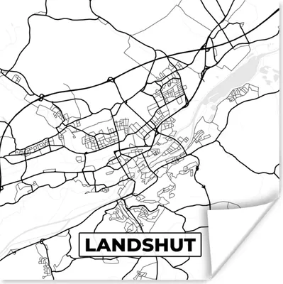 Produktbild von MuchoWow® Poster Landshut - Stadtplan - Karte 100x100 cm - Babyzimmer
