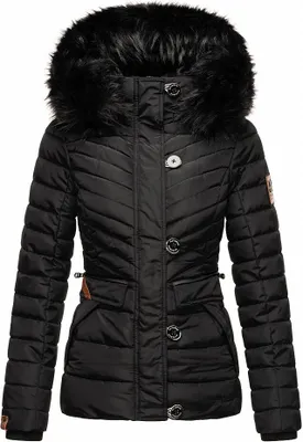 Produktbild von Navahoo Damen Winter Jacke Stepp Winterjacke Mantel Kunstfell Kapuze Wisteriaa Schwarz Gr. 36 - S