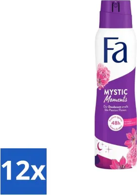 Produktbild von Fa - Deodorant Spray - Mystic Moments - Passionsblumenduft - 48 Stunden Schutz - 150 ml - Vorteilspack - 12 Stücke