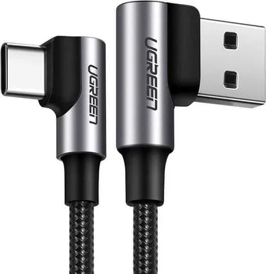 Produktbild von Ugreen abgewinkeltes USB-A-auf-USB-C-Kabel 3A, 1 m - Grau