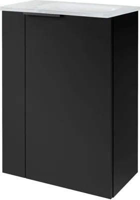 Produktbild von FACKELMANN SBC B.PARIS Gäste WC Waschtisch Set 45 cm breit, Schwarz matt, Glaswaschbecken Weiß, Türanschlag rechts  Eleganz und Funktionalität für Dein Bad