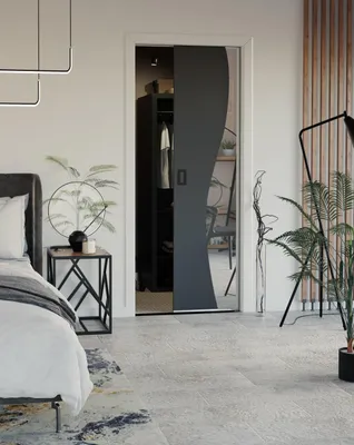 Image de KIER FURNITURE Porte Coulissante Intérieur avec Rail Graphite 106x205x1,6 cm