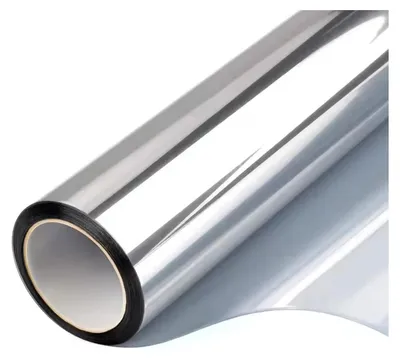 Obrázok produktu pre Jednorazová fólia na okná s efektom zrkadla, ochrana pred UV žiarením, tepelná izolácia, strieborná, 45x200 cm