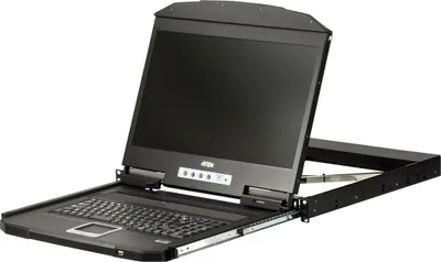Produktbild von Aten 1U Kurze USB-HDMI-Konsole mit UK-Tastatur, Full UK Rail Keyboard, CL3700NW-UK